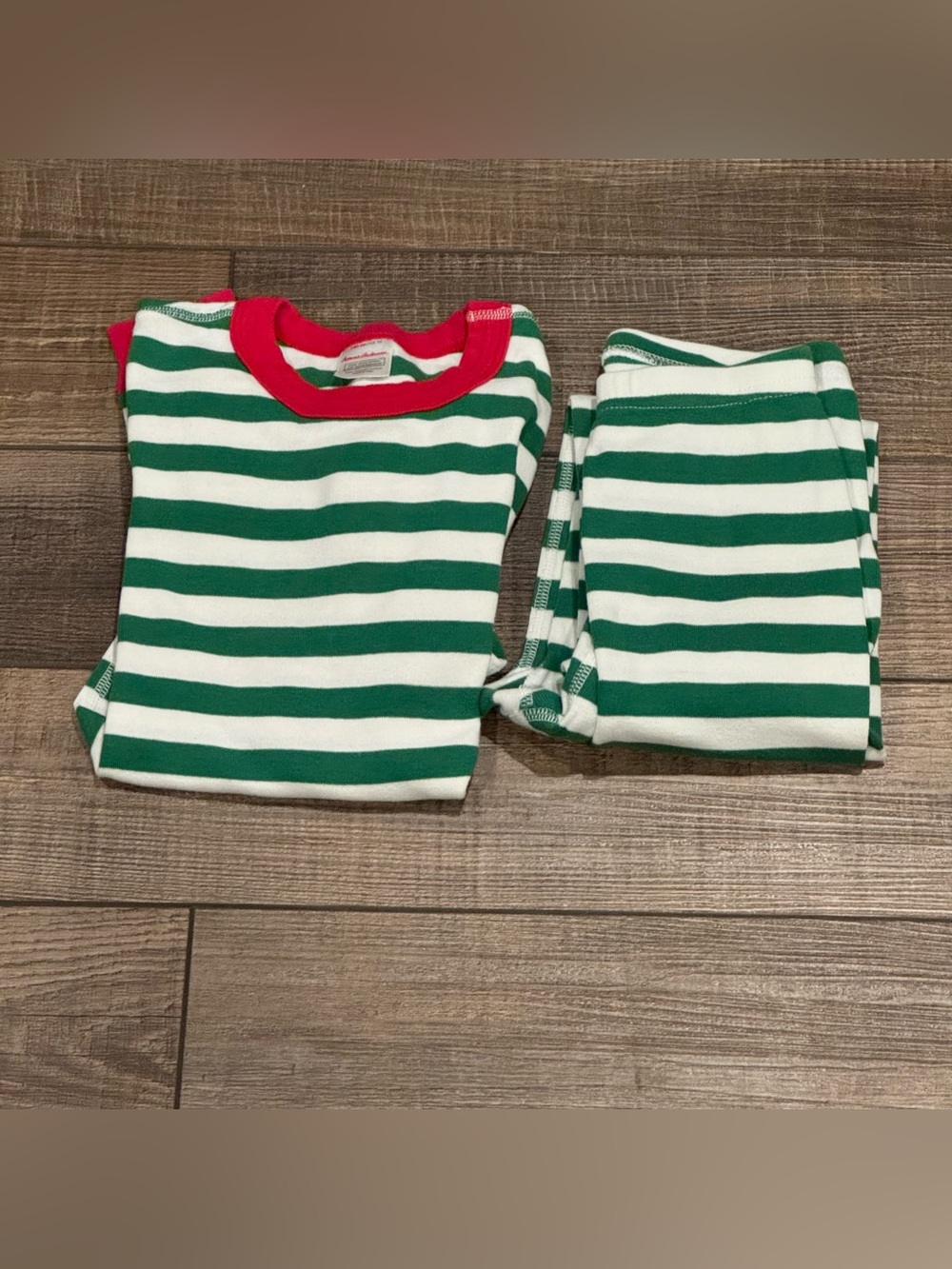 Hanna Andersson Christmas Holiday Striped White Green Pajamas Size 10 Unisex